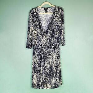 Lane Bryant Womens Ruffle Faux Wrap Leopard Print Midi Dress Size 14/16